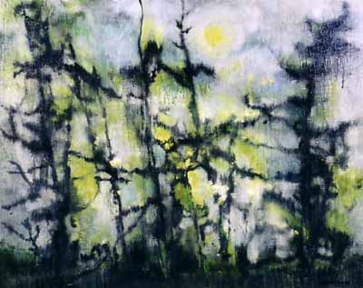 Brenda Bates, Yellow-Gray, Sun and Trees, 1970